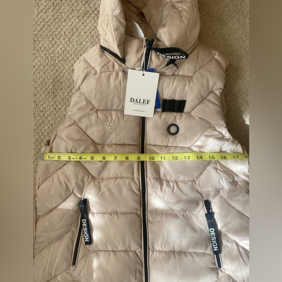 DALEF Hooded Puffer Vest Classic Design Blk Webbing Ribbon Zipper Pull Size L - Picture 8 of 12